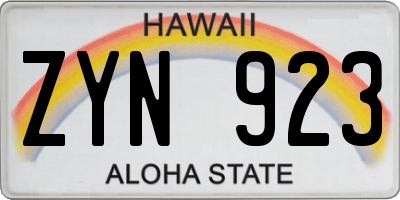 HI license plate ZYN923