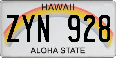 HI license plate ZYN928