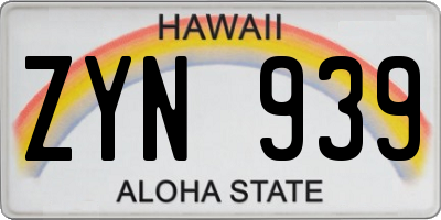 HI license plate ZYN939