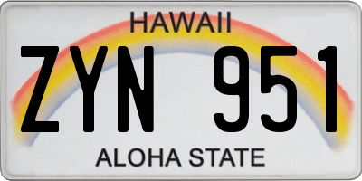 HI license plate ZYN951