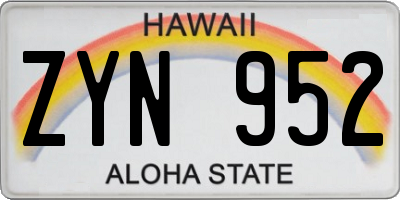 HI license plate ZYN952