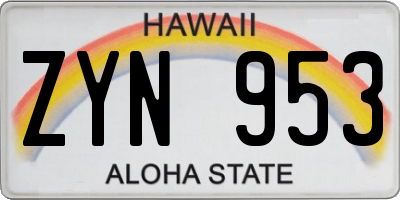 HI license plate ZYN953