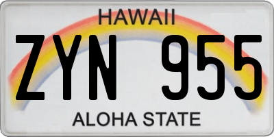 HI license plate ZYN955