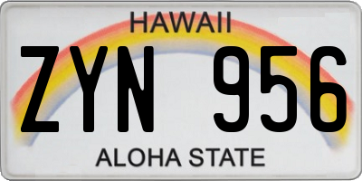 HI license plate ZYN956