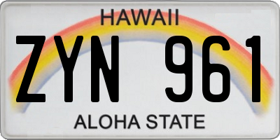 HI license plate ZYN961