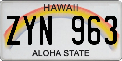 HI license plate ZYN963