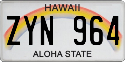 HI license plate ZYN964