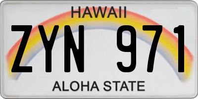 HI license plate ZYN971