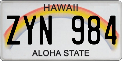 HI license plate ZYN984