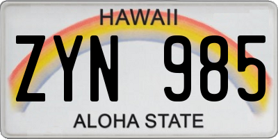 HI license plate ZYN985