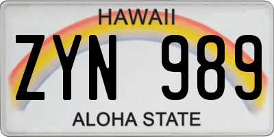 HI license plate ZYN989