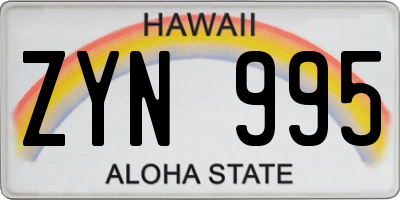 HI license plate ZYN995