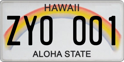 HI license plate ZYO001