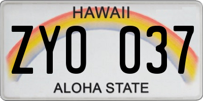 HI license plate ZYO037