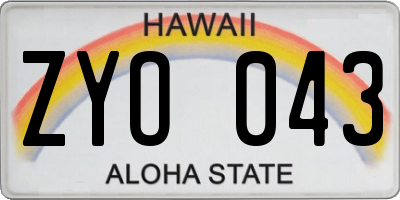 HI license plate ZYO043