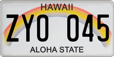 HI license plate ZYO045