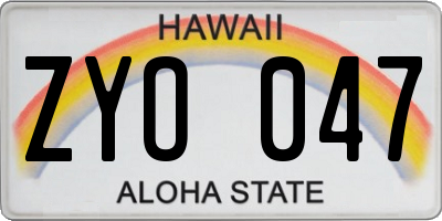HI license plate ZYO047