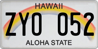 HI license plate ZYO052