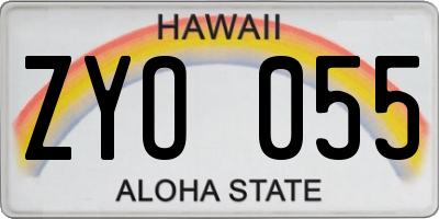 HI license plate ZYO055