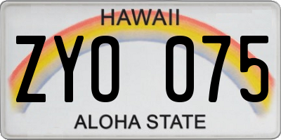 HI license plate ZYO075