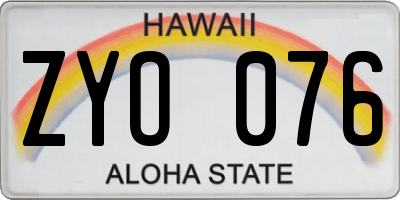 HI license plate ZYO076