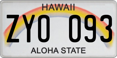HI license plate ZYO093