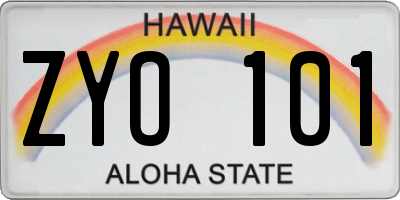 HI license plate ZYO101
