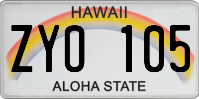 HI license plate ZYO105