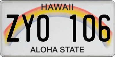 HI license plate ZYO106