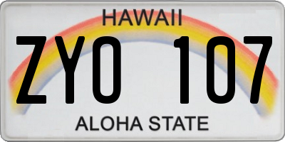 HI license plate ZYO107