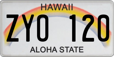 HI license plate ZYO120