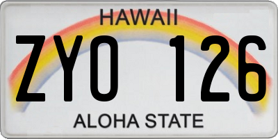 HI license plate ZYO126