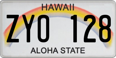HI license plate ZYO128