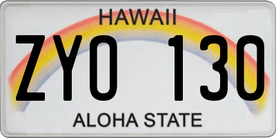 HI license plate ZYO130