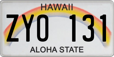 HI license plate ZYO131
