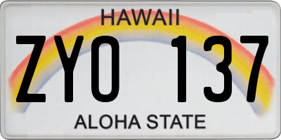 HI license plate ZYO137