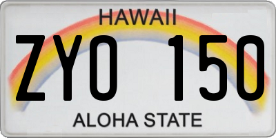 HI license plate ZYO150