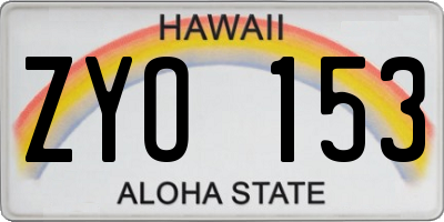 HI license plate ZYO153