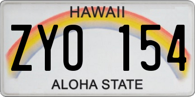 HI license plate ZYO154