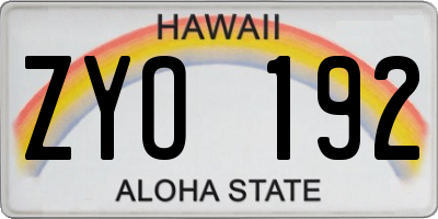 HI license plate ZYO192