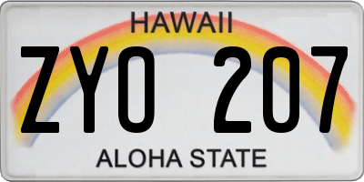 HI license plate ZYO207