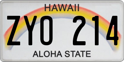 HI license plate ZYO214