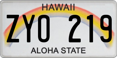 HI license plate ZYO219