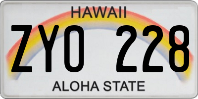 HI license plate ZYO228