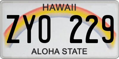 HI license plate ZYO229