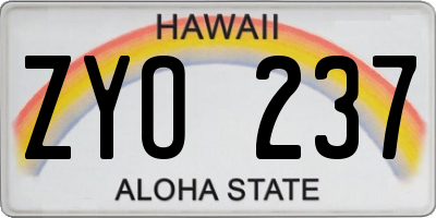HI license plate ZYO237