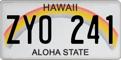 HI license plate ZYO241