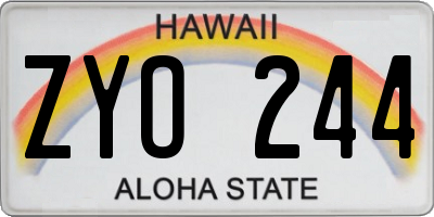 HI license plate ZYO244