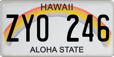 HI license plate ZYO246