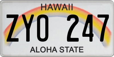 HI license plate ZYO247